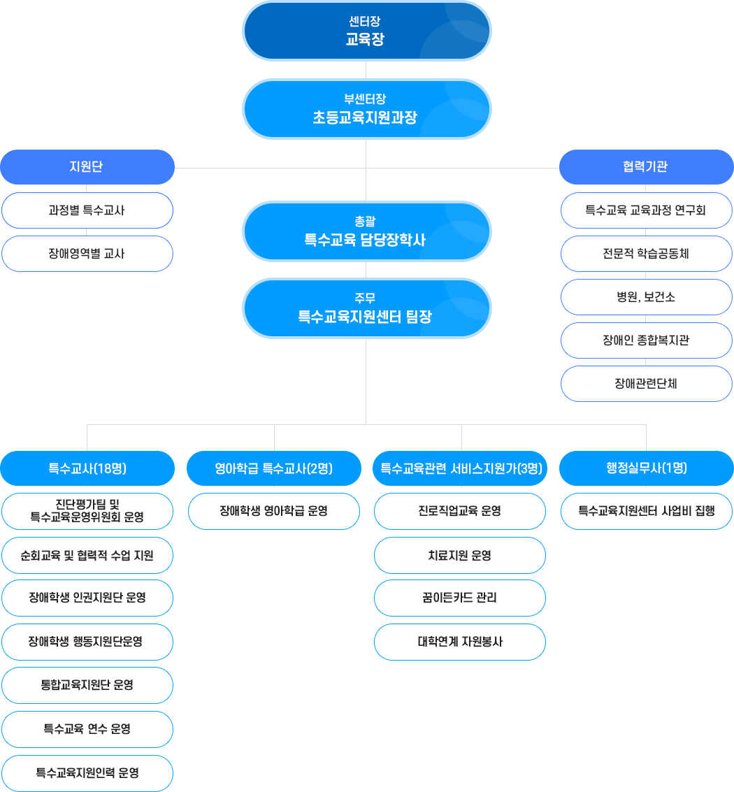 특수교육지원센터 조직도 : 아래 내용 참고